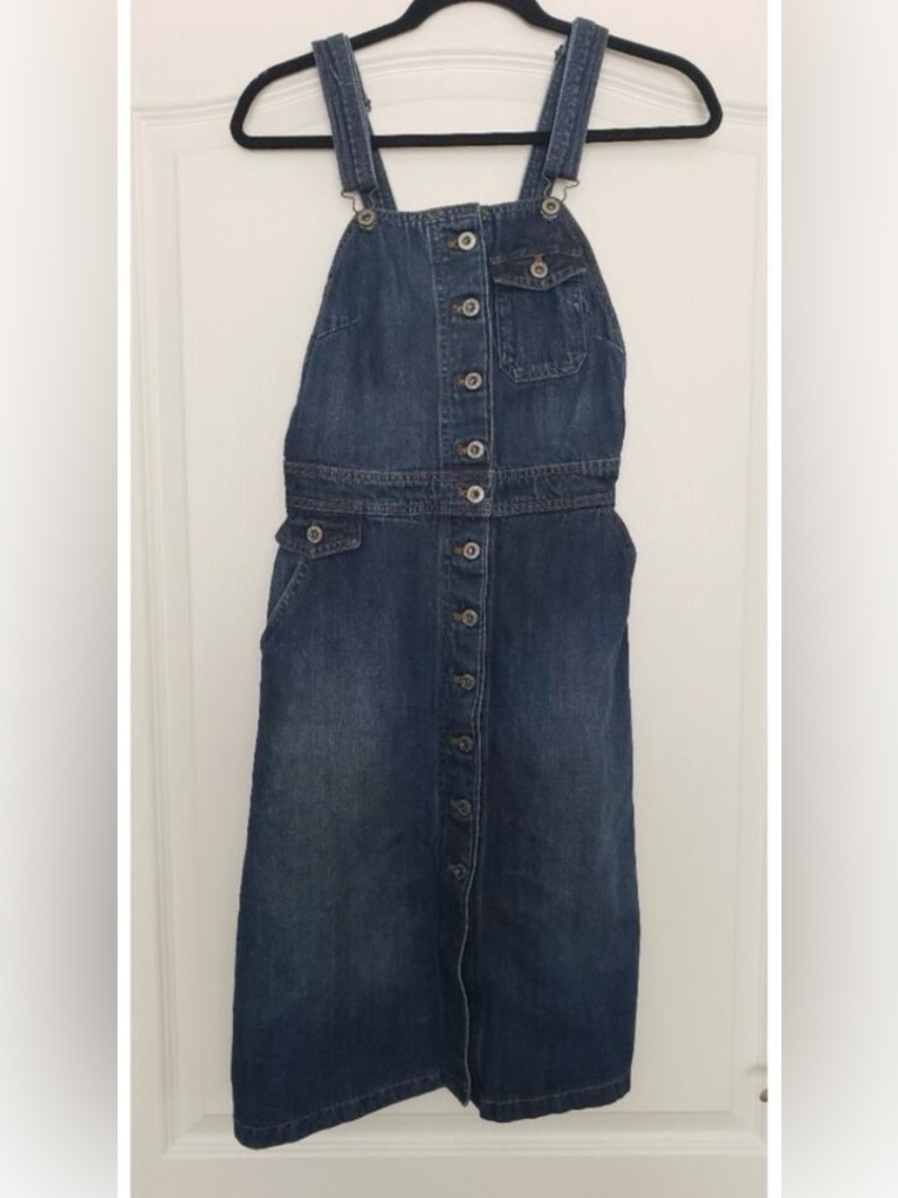 Lucky Brand XS Denim Button Front Midi Dress Jean Dress with  Adjustable Straps‎